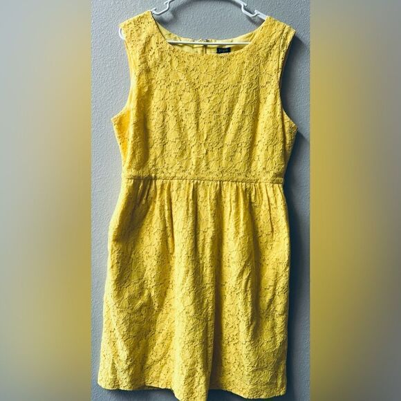 J.CREW VIBRANT YELLOW LACE TANK DRESS SIZE 12 - Picture 3 of 6